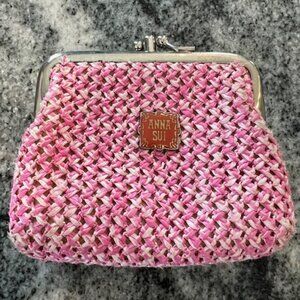 Anna Sui coin purse pink woven